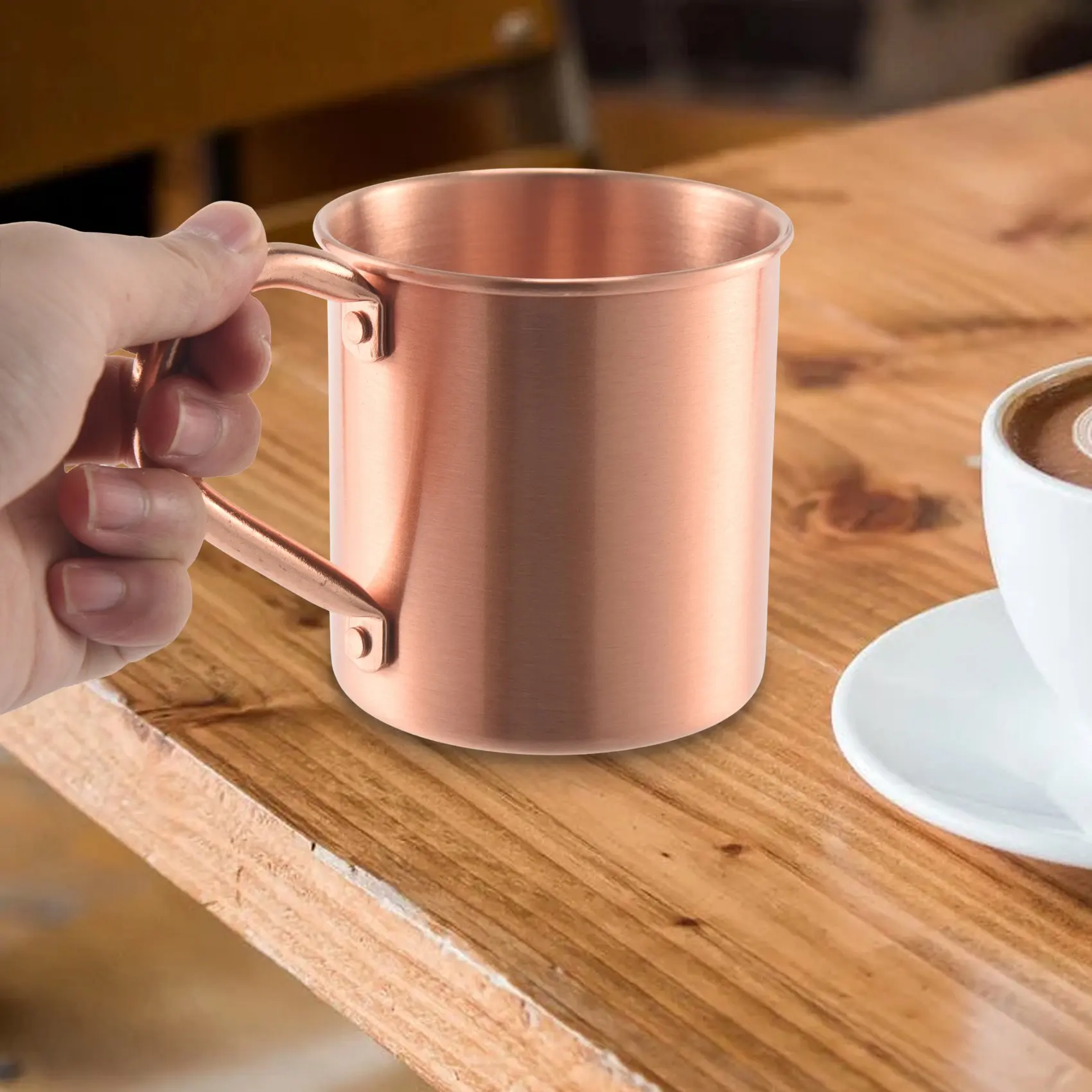 Pure Copper Mug Solid Smooth Without Inside Liner For Cocktail Coffee Beer Milk Water Cup Home Bar Drinkware Cool