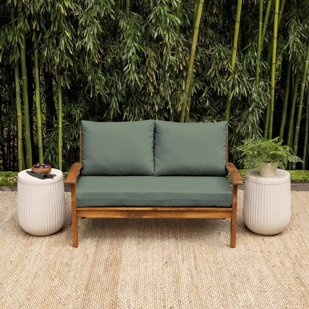 

Outdoor Loveseat Cushion Set, Rain-Proof, Fade Resistant, Loveseat Bottom and 2 Back Cushions for Loveseat, Green Texture