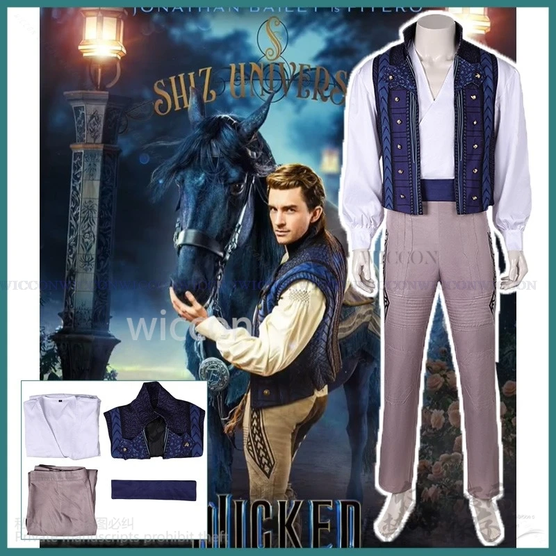 

Anime Movie Cosplay Wicked Fantasia Prince Fiyero Costume Adult Men Disguise Shirt Pants Vest Belt For Halloween Customized