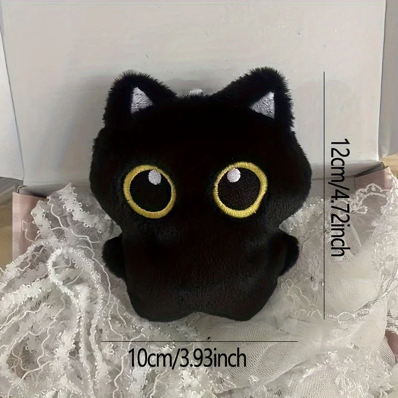 1/2 stuks schattige pluche kleine zwarte kat hanger veelzijdige hangende decoratie katvormige huisdier pluche rugzak sleutelhanger