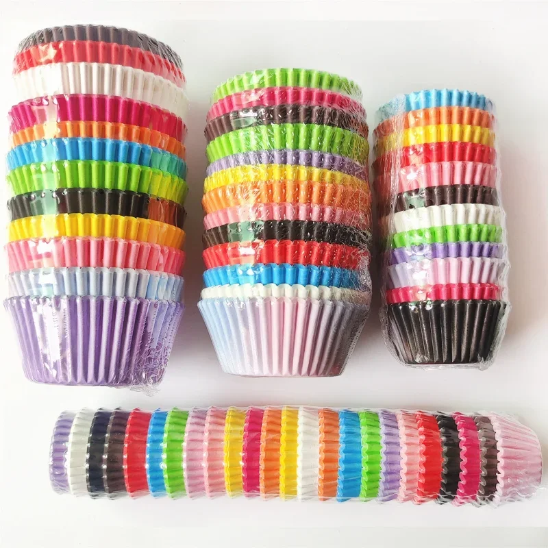 200-500pcs Mixed Color Baking Cups Cupcakes Muffin Liners Paper Cup Molds Greaseproof  Wrapper for Party Wedding Birthday