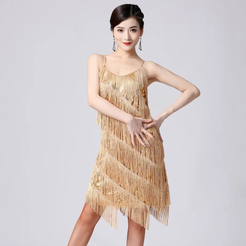 

Women's Dance Dress Exquisite Nightclubs Sequins Performance Clothing Sexy Tassels Unique Latin Dancing Suit