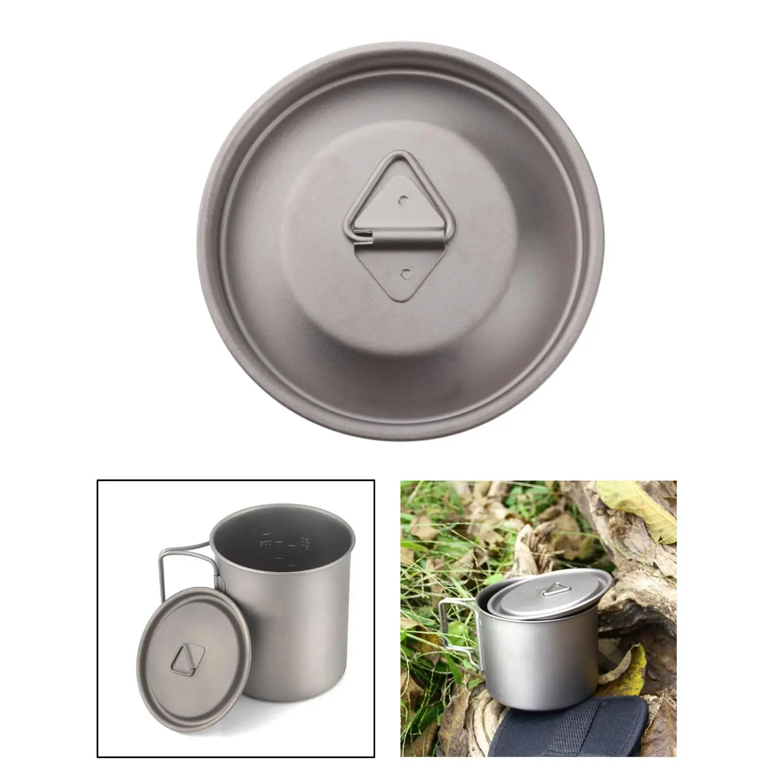 

Portable Titanium Alloy Mug Lid Outdoor Camping Water Cup Cover with Handle 85mm for Pots Pans Camping