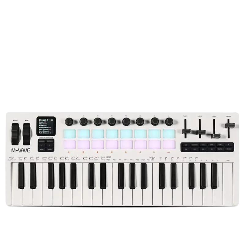M-VAVE SMK-37 PRO 37-Key MIDI Controller with Built-in Synth Engine, 16 RGB Pads 8 Knobs, Portable Keyboard for Music Production