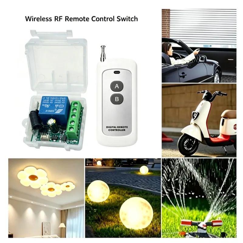 433Mhz Wireless Remote Control Switch DC 12V 1CH Relay Receiver Module - Single Channel Remote Control for Home Automation