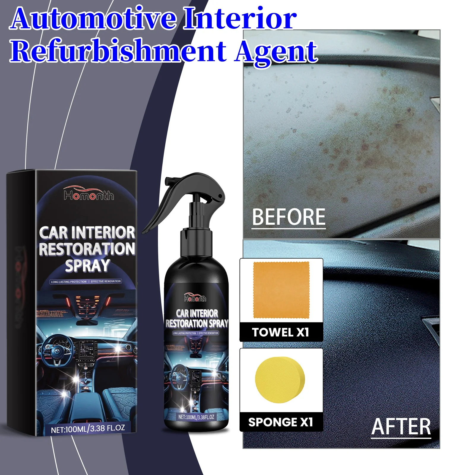 100ML Interior Cleaner Car Repair Renovator Plastic Leather Restore Artifact Refreshing Auto Supplies Care Maintenance Accessory