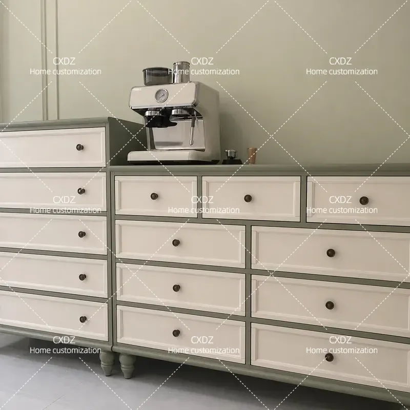 Retro Solid Wood Chest of Drawers 9 Layer Multi Drawer Storage Cabinet Simple Living Room Furniture Organizer for Home