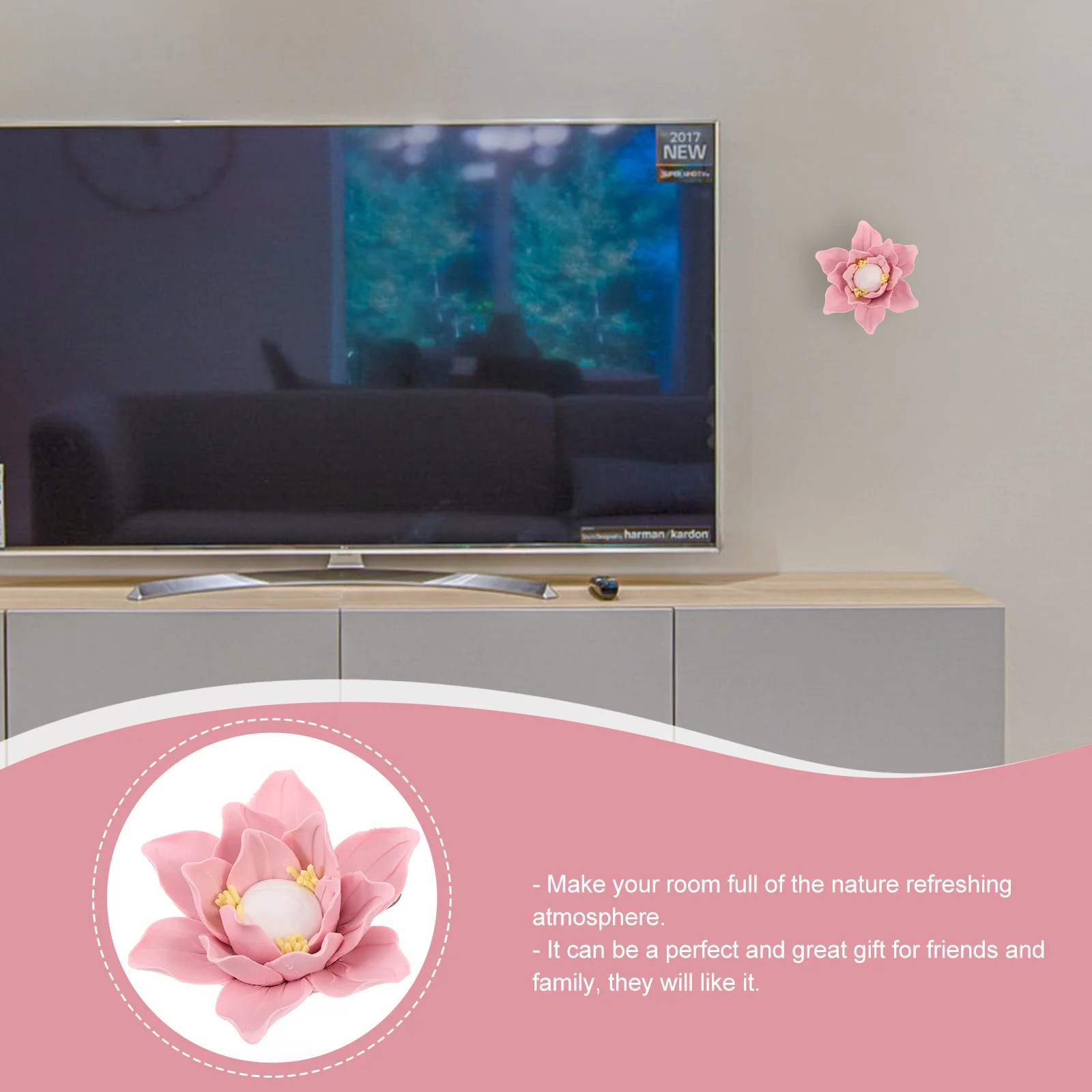 

Wall Art Ceramic Flower Ornament Bright Color Hanging Wall Hanging Decoration for Bedroom