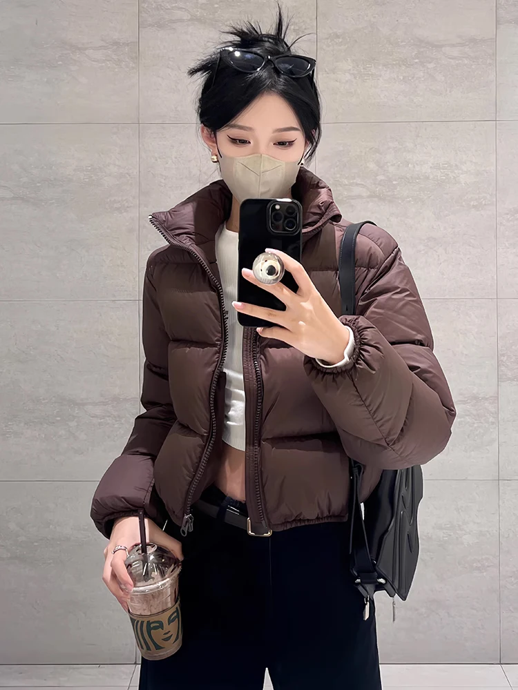 

American Sle ort Thiened Stand Collar down Cotton Jaet Women's Winter High Sensation Small Cotton Bread Warmth Cotton...