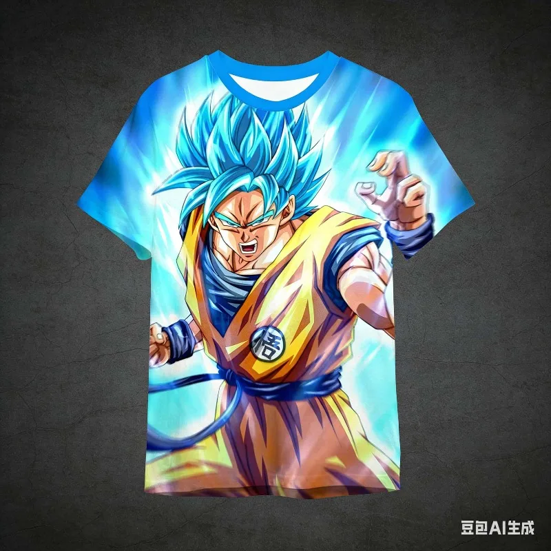 

Men's 3D Printed Cartoon Anime "Dragon Ball Z" T-shirt Summer Harajuku Goku Costume Super Saiya Short Sleeved T-shirt