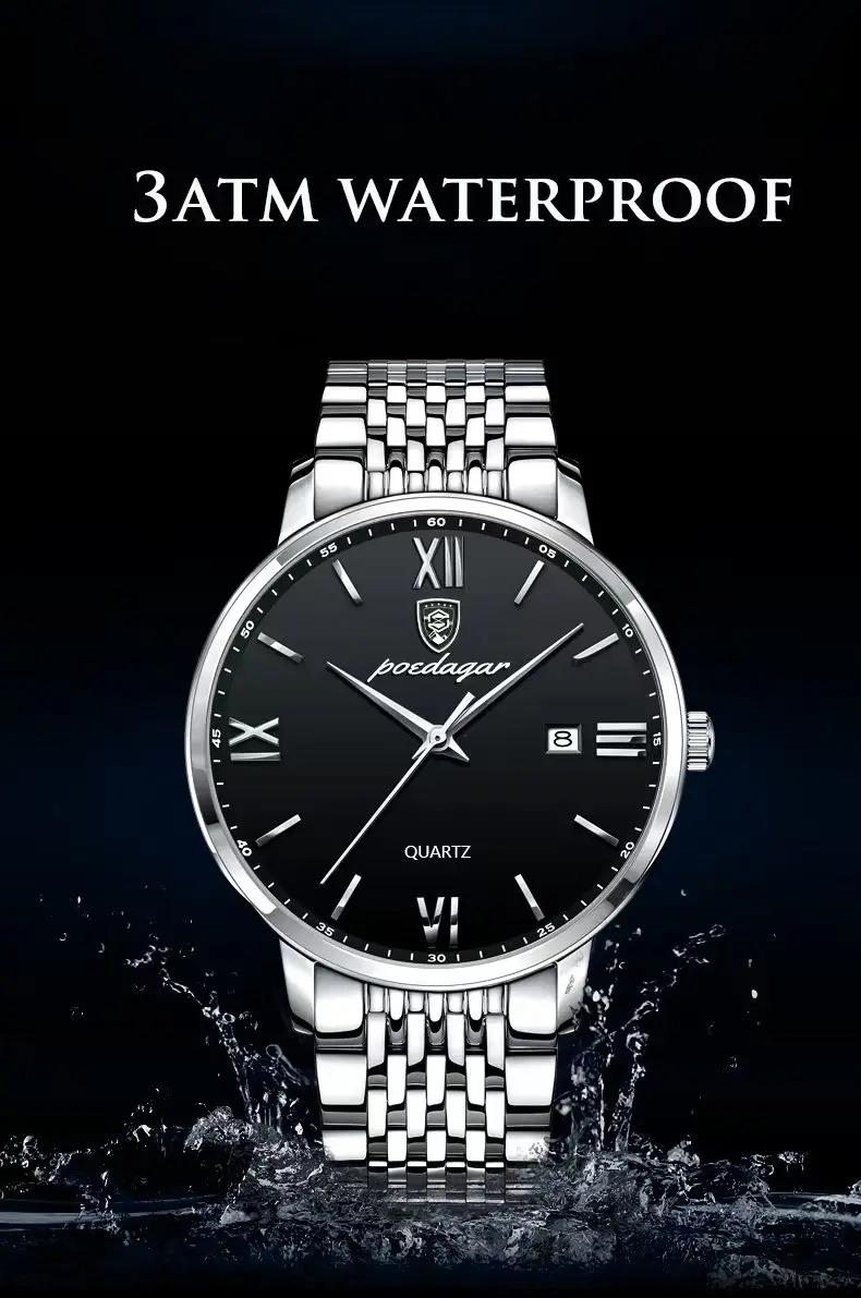 POEDAGAR Luxus Sport herren Armbanduhr Edelstahl Wasserdicht Datum Mann Uhr Hohe Qualität Casual Mode Quarz Männer Uhren – Detail 14