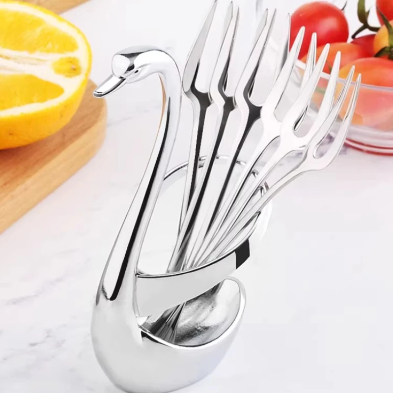 

LMM Stainless Steel Fruit Fork Set Fruit Stick Cake Dessert Fork