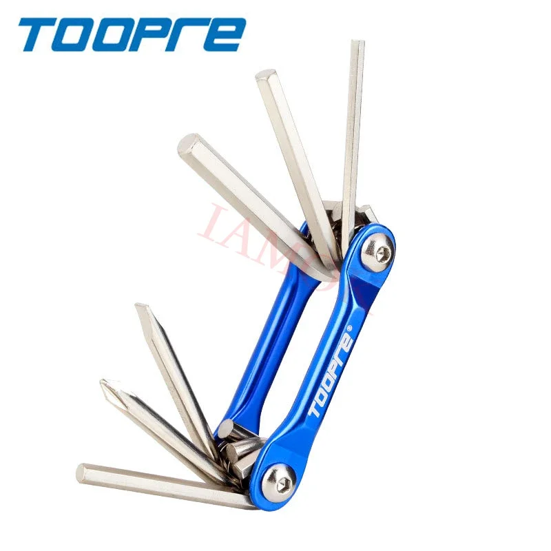 TOOPRE Bicycle 92g Blue Allen Wrench Chromium Vanadium Steel Iamok Bike Light TL-833 6 In 1 Multifunction Tool