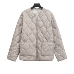 TRAF ZR Minimalist Lightweight Padded Outerwears Side Vents Woman Cozy Checkered Quilted Coats Winter Jacket Women Front Zipper