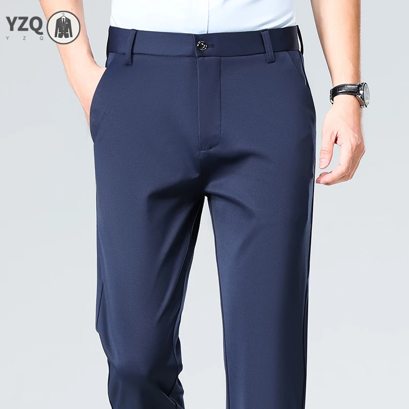 Pantalones Chinos para Hombre, Corte Recto, Elásticos, Sin Plancha, Transpirables, Ligeros, Formales e Informales, para la Oficina y el Trabajo