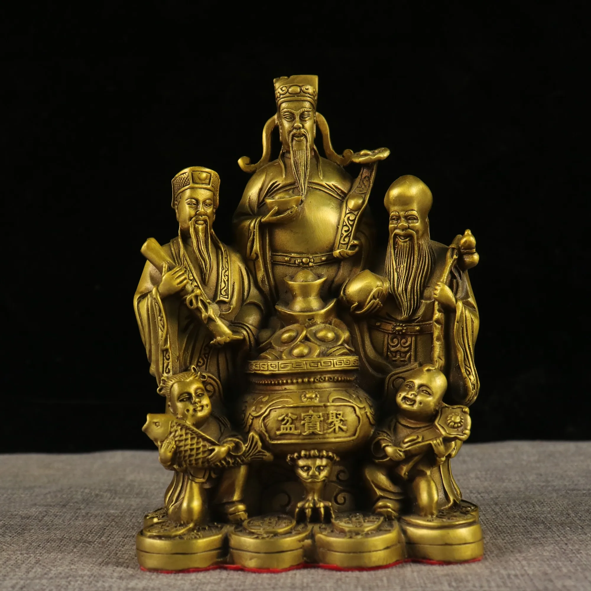 Fulushou Samsung Five-Road God Of Wealth Bronze Statue Cornucopia Home Decorations