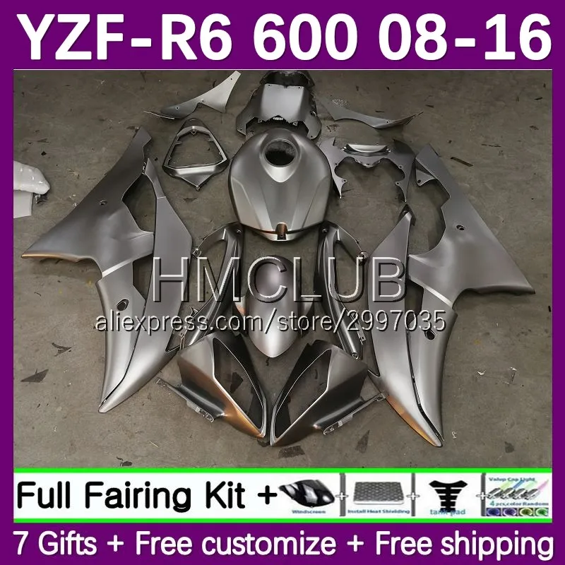 Fairing For YAMAHA YZF-R6 YZF600 YZF R6 600 R 6 CC 131No.37 YZF-600 YZFR6 08 09 10 11 12 2013 2014 2015 2016 Bodys Gloss silver