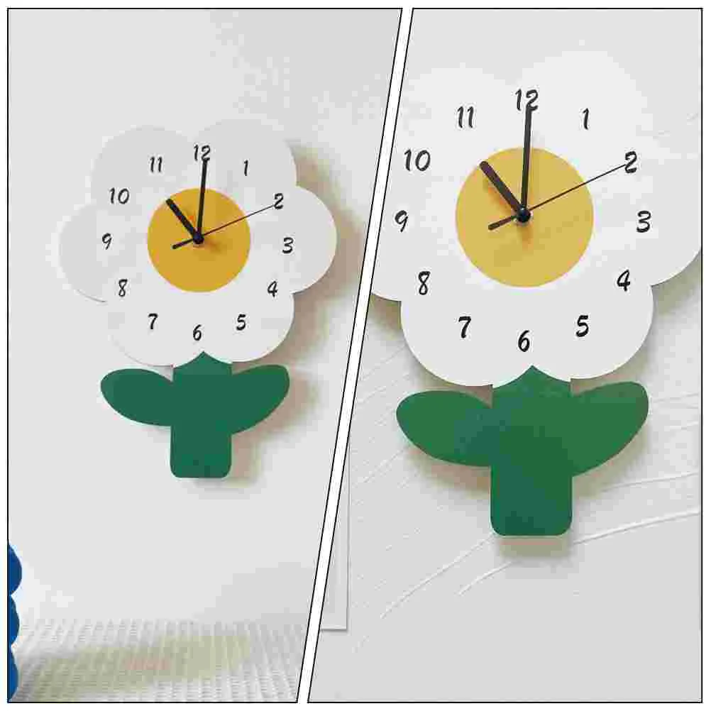 Flower Wall Premium Basswood Powered Silent Living Room Bedroom Decor Accurate Timekeeping Cartoon Mute Wood