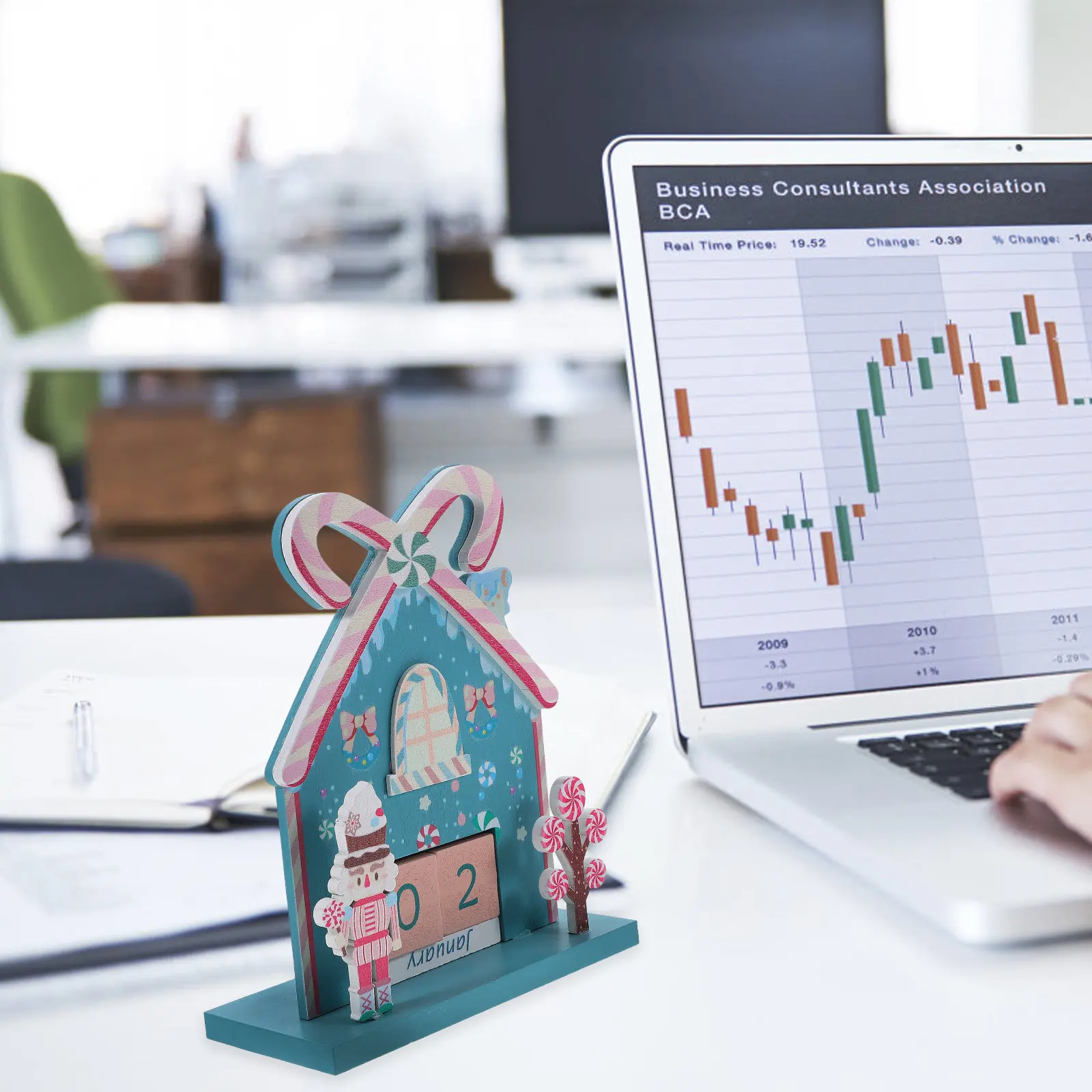 

Деревянный календарь обратного отсчета до Рождества 2025: вечный календарь-ломашка, настольное украшение, синий праздничный декор для стола