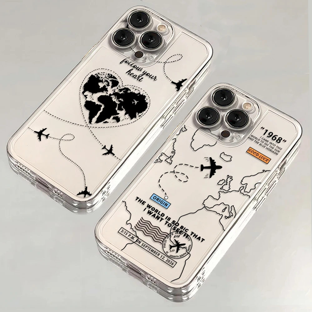 Aircraft route map Phone Case For Samsung S26 S25 S24 S23 S22 S21 S20 FE Note20 Note10 Plus Ultra Lite Edge Clear Soft TPU Cover