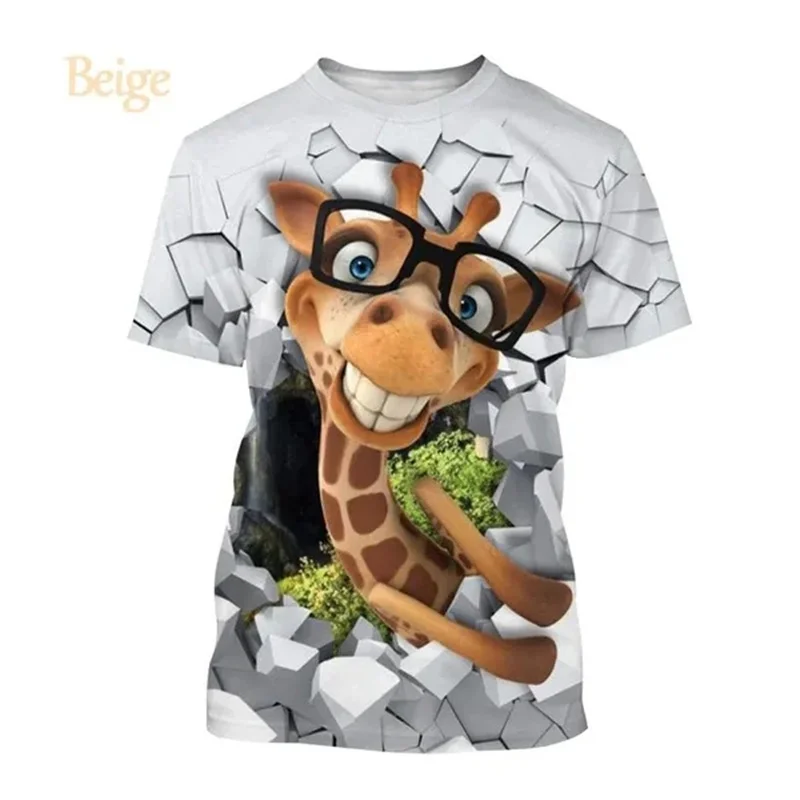 Funny Giraffe Printing Kids Tee Shirts Cute 3D Jirafa Graphic T Shit for Men Casual Animal Cartoon Tops Tee Cool Womens Clothing