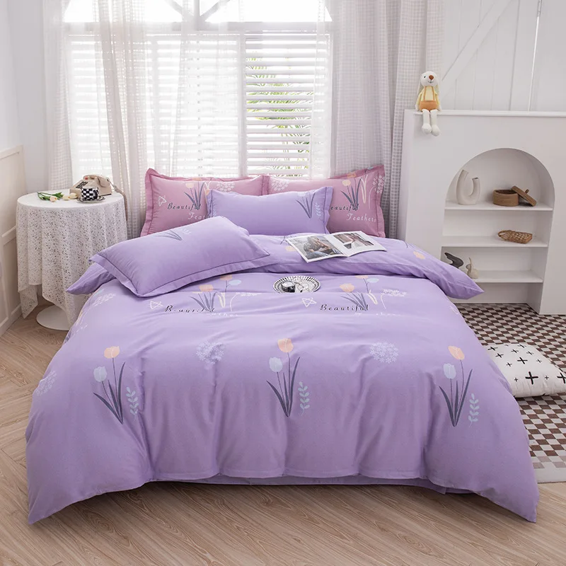Grade-A Pure Cotton Printing Bedding Set Luxury Skin Friendly Bed Sets for All Seasons High Quality Cozy Double Quilt Cover Kit
