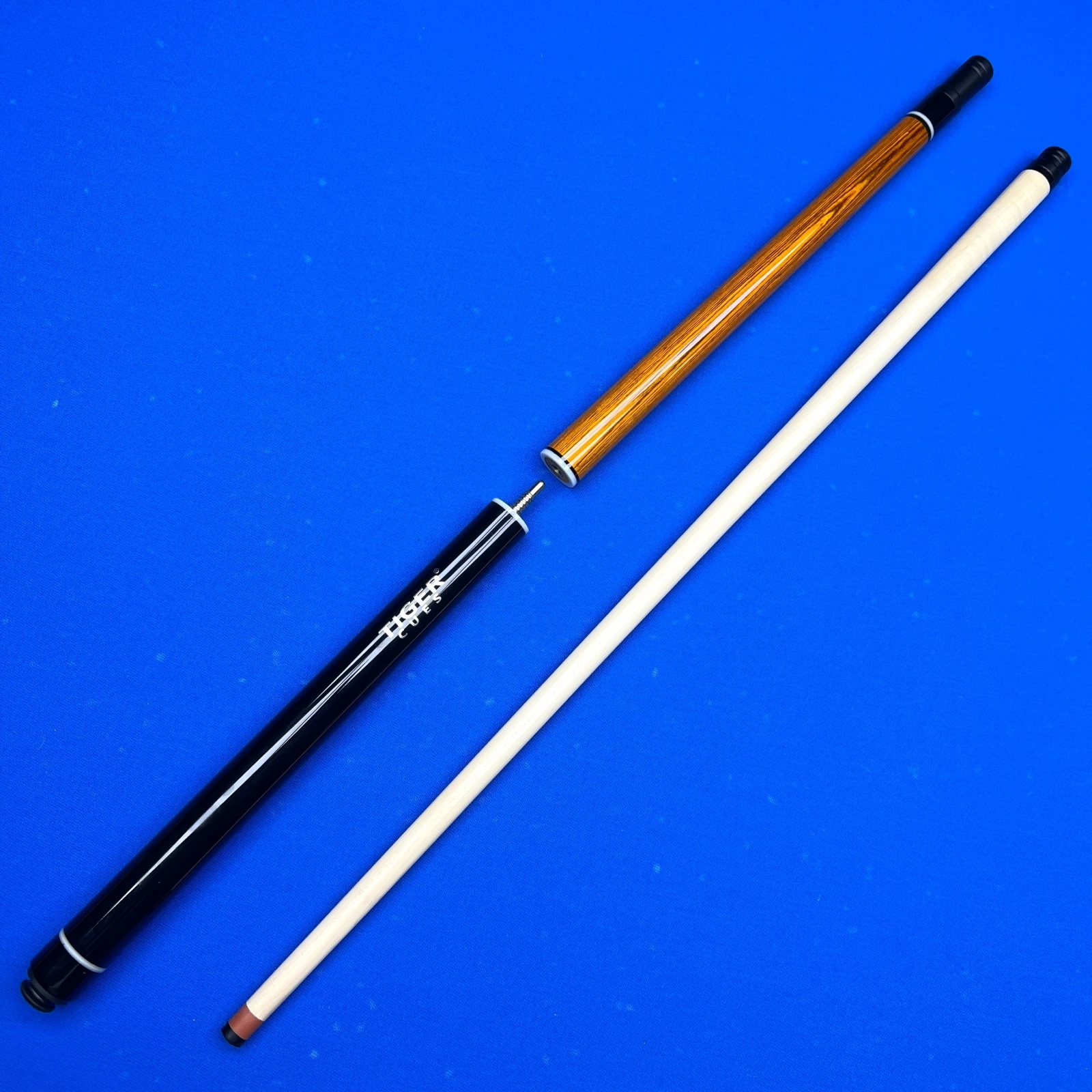 

Hardcore 3-Piece Pool Cue Stick 14mm Reinforced Tip Quick-Release Stainless Steel Joints Portable Break Jump with Protective Cap