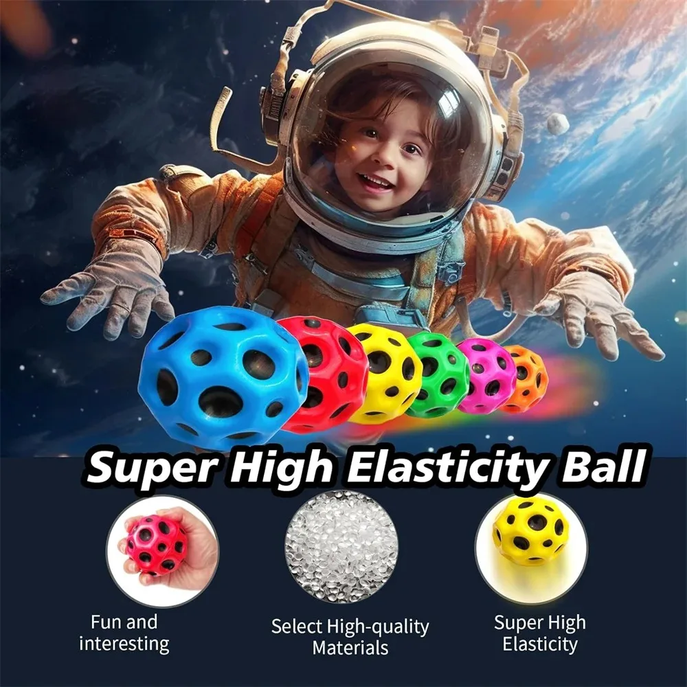 Pelota hinchable de luna para niños, pelota espacial de alto rebote, juguete para aliviar el estrés de fácil agarre, regalo de fiesta divertido al aire libre