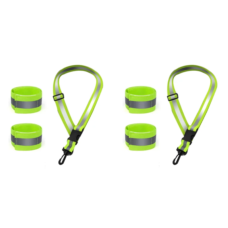 ABJM-2X 夜間ウォーキング用反射サッシュ、高視認性反射ランニングギアナイト、反射アームバンド4個付き