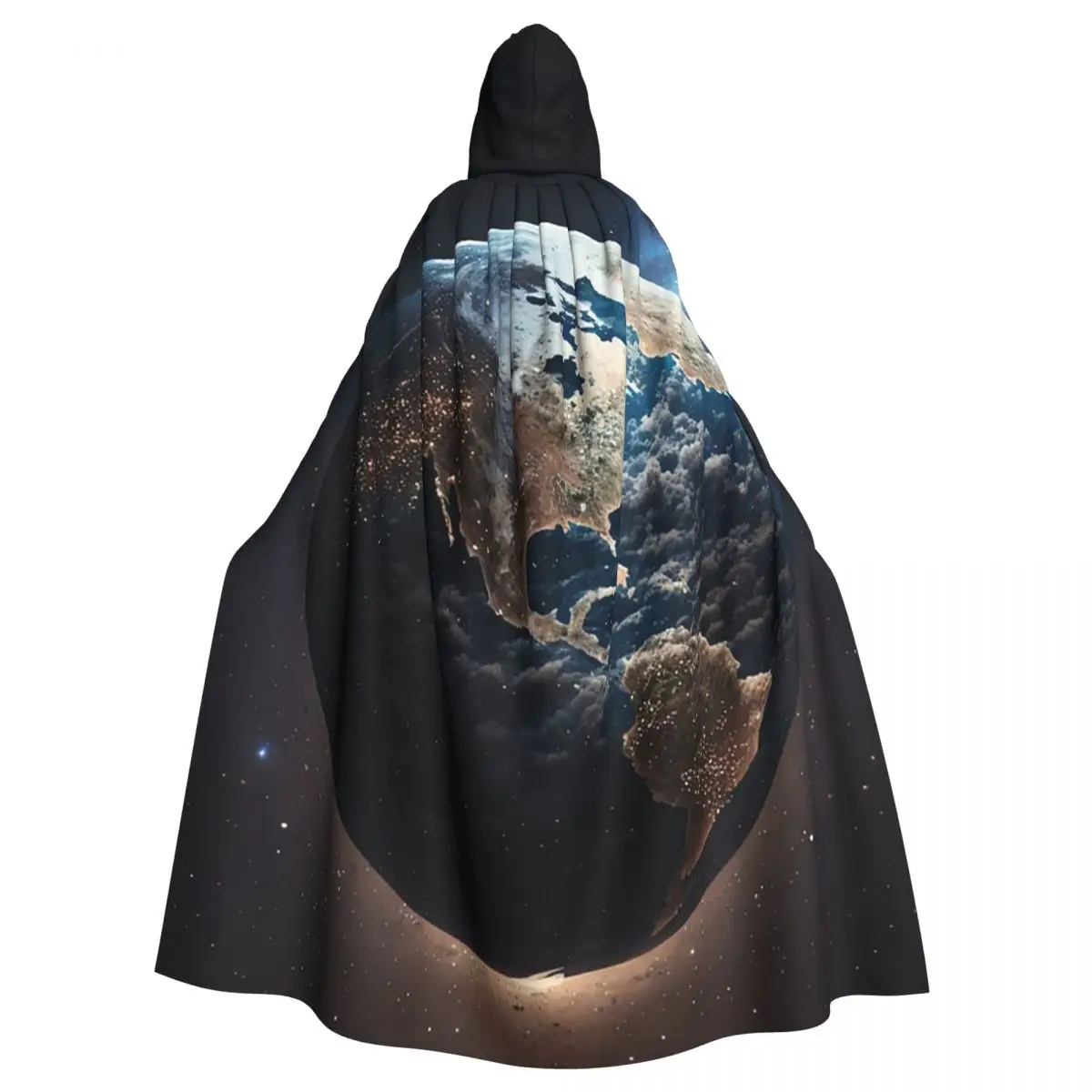 Planet Earth Long Hooded Cloak Witch Medieval Costume Cosplay Cape HalloweenVampire Adult Unisex