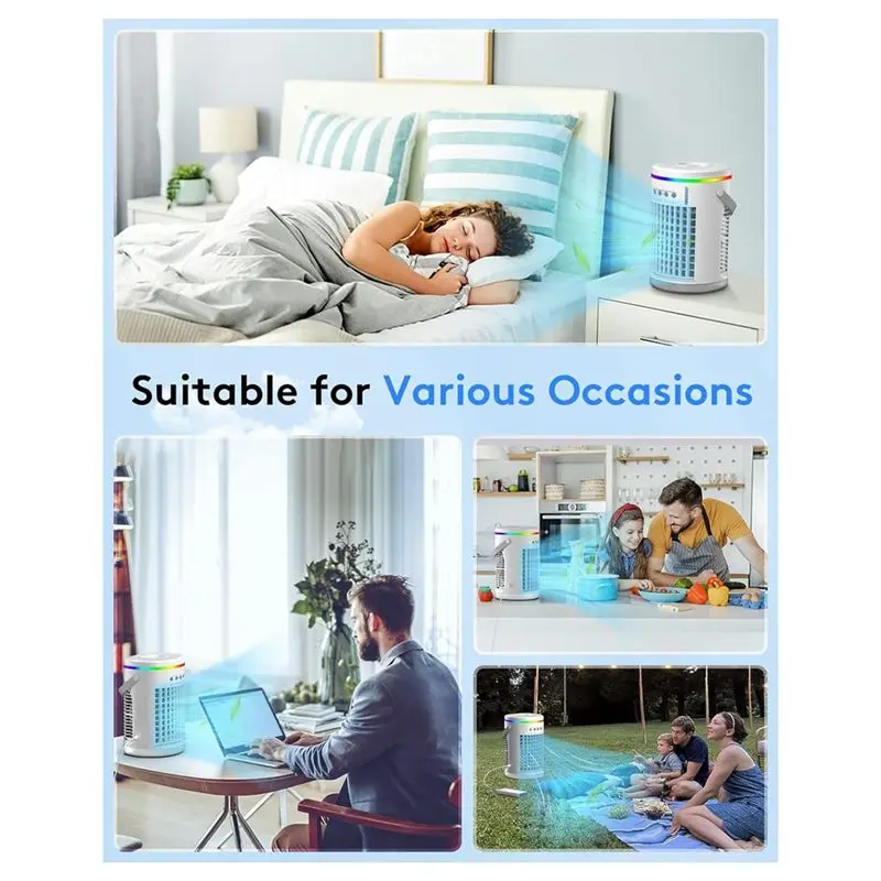 ABKR-Portable Air Conditioners With Remote,Evaporative Mini Air Conditioner Portable AC Unit,Lights Personal Air Conditioner