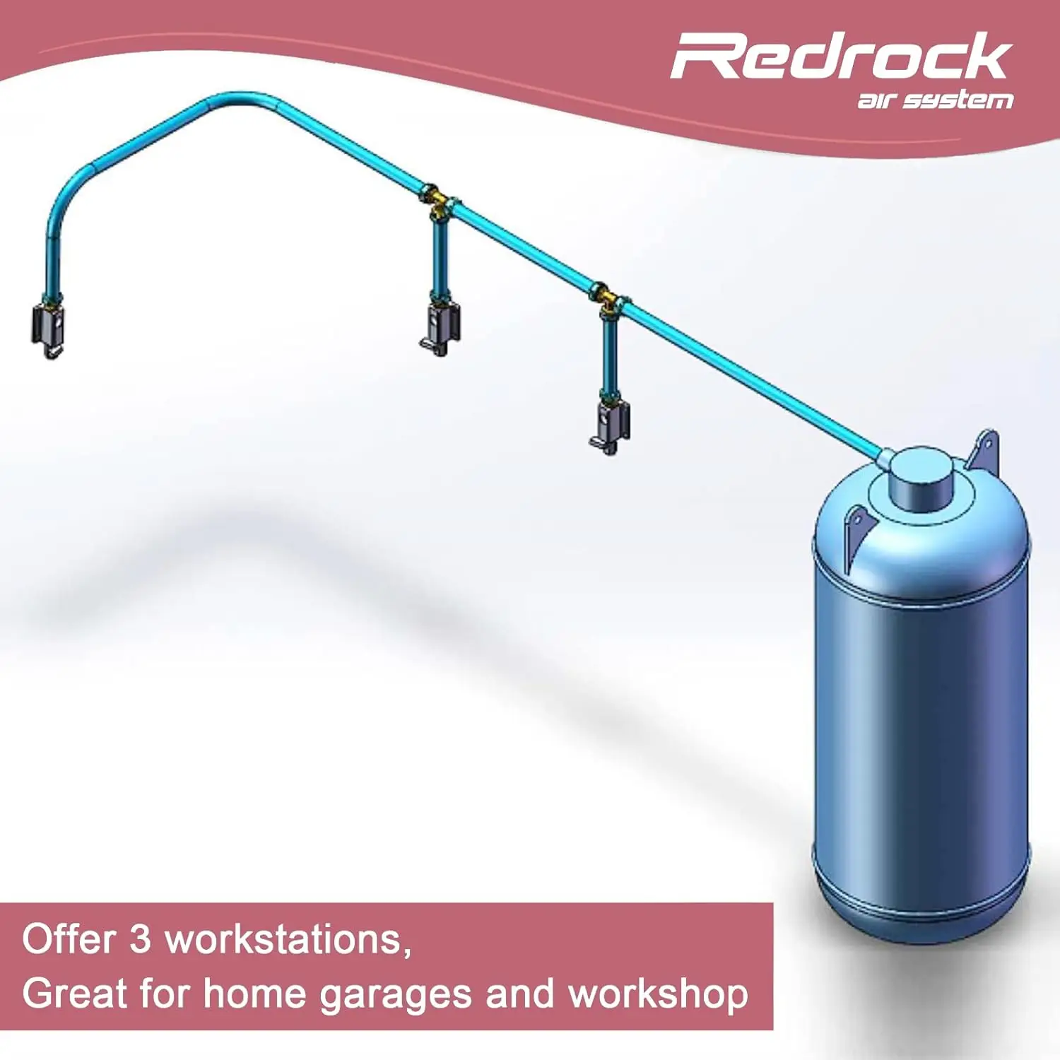 Shop Air Line Kit 3/4" x 200ft 5-Ways Out HDPE Aluminum Air Compressor Piping for Garage LeakProof&Easy to Install Air Hose Kit