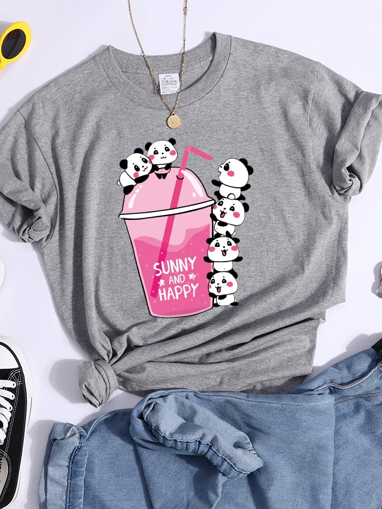 Summer And Happy Kawaii Red Panda T Shirt Women Summer Cool Soft Tees Fashion Casual Crop Top Street Breathable Tshirt Female