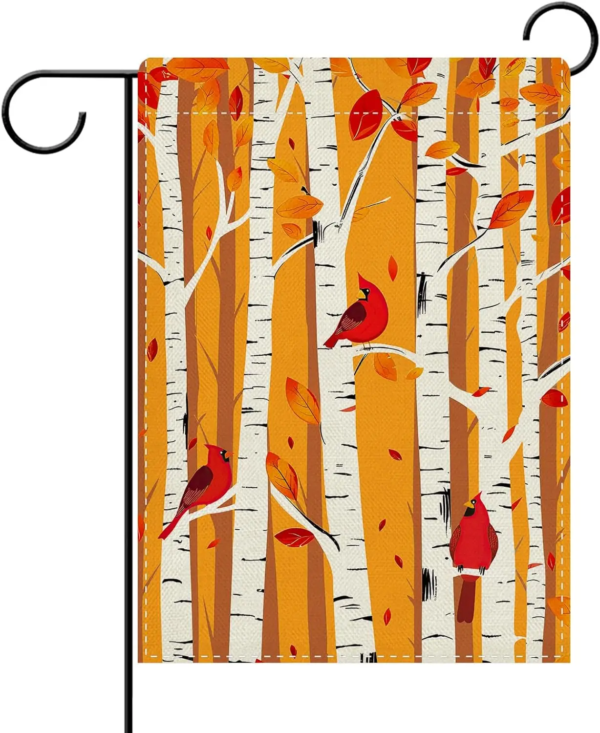 Dyrenson Fall White Birch Tree Cardinal Decorative Garden Flag, Autumn Forest Red Birds Yard Outside Home Decoration, Woodla UUN
