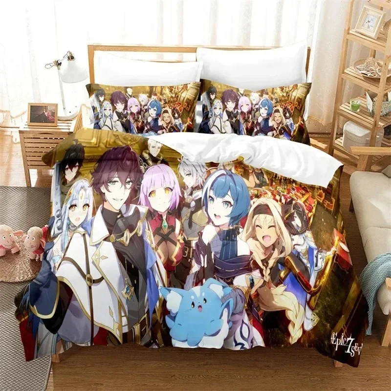 

3D Print Game Epic Seven Bedding Set,Duvet Cover Comforter Bed Set Quilt Cover Pillowcase,King Queen Twin Size Boys Girls Adults