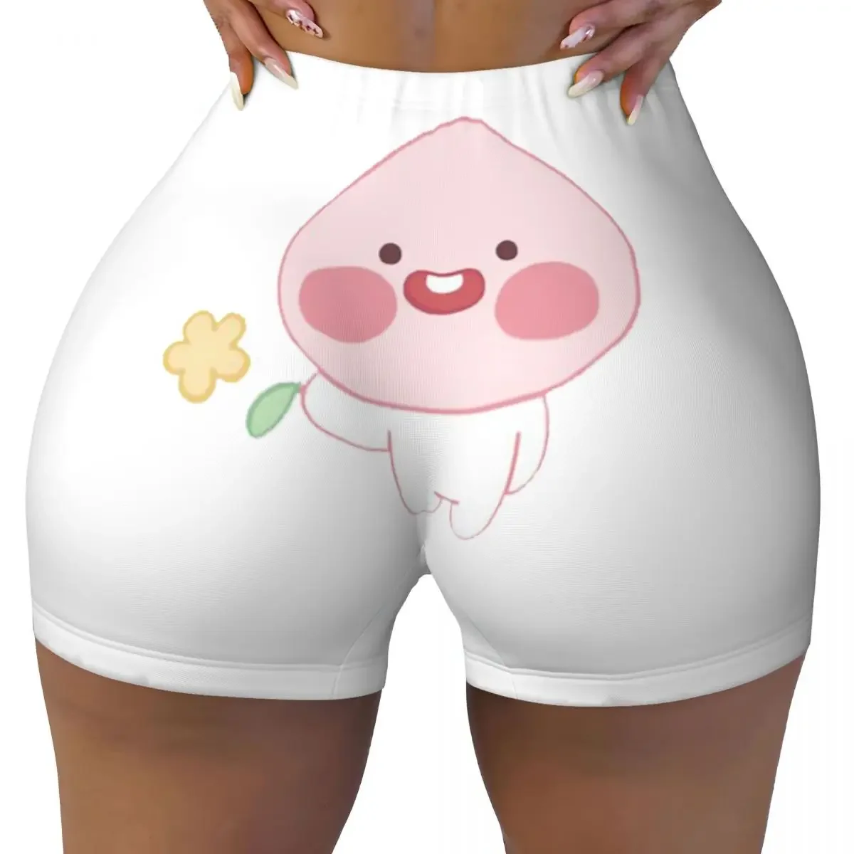 Custom 1 Baby Apeach Women Gym Workout Running Shorts Athletic Volleyball Biker Yoga Shorts
