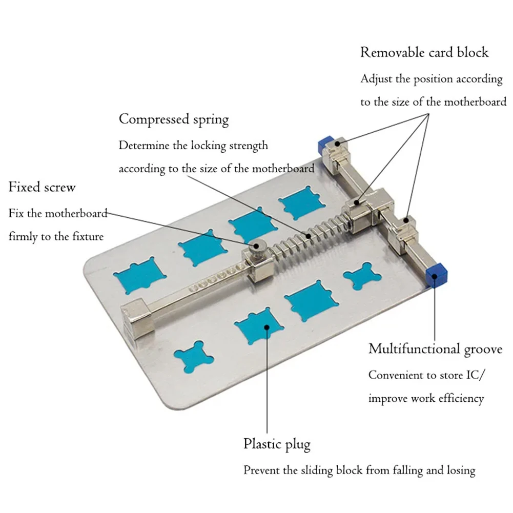 Supporto per circuito stampato supporto per circuito 120x80mm Pad antiscivolo rimozione colla scanalatura piattaforma di saldatura acciaio inossidabile nuovo