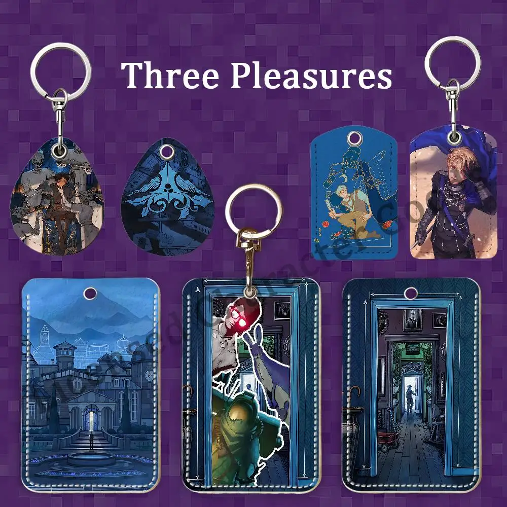 Game Blue P-Prince Custom Access Card Case Leather Card Holder Keychain Key Ring Transportation Card Case Gifts