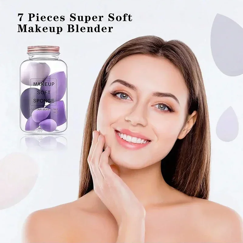 Beauty Essential: مجموعة منتفخة إسفنجية متدرجة في صندوق تخزين كرتون البيض - مجموعة مكونة من 7 قطع #4