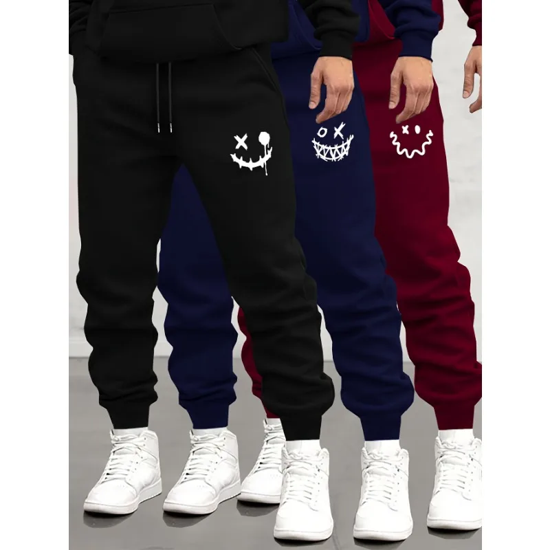 

Autumn/Winter Men's Sweatpants Monster Smile Printed Lace-up Sweatpants Men Casual Pants for Daily Wear with Jogging Pants S-3XL