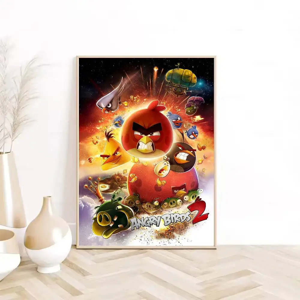 لعبة A-ANGRY B-BIRDS ملصق HD جدار لزج مقاوم للماء غرفة المعيشة المنزلية غرفة النوم شريط النوم الديكور الجمالي #4