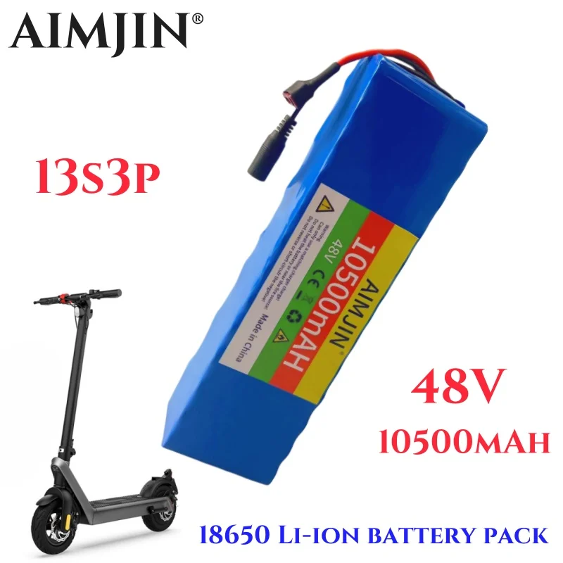 100% Original 48V 10.5Ah 1000w 13S3P 10500mah Lithium Ion Battery 54.6v Lithium Ion Battery Electric Scooter with BMS + Charger