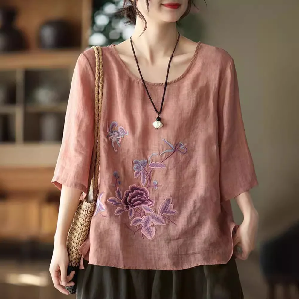 Blusa Lino Verano Mujer Talla Grande - usage example