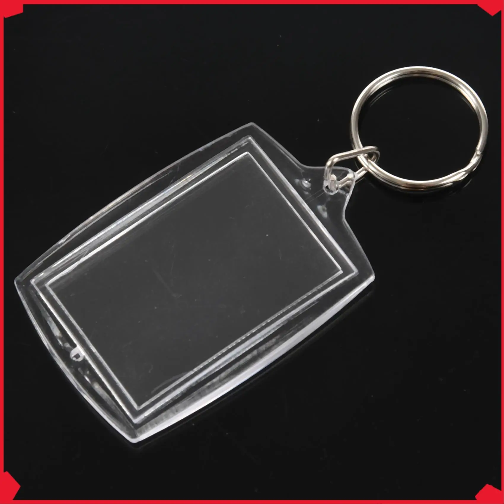 

B17B 50 шт. прозрачная пустая вставка фоторамка брелок для ключей сплит-брелок