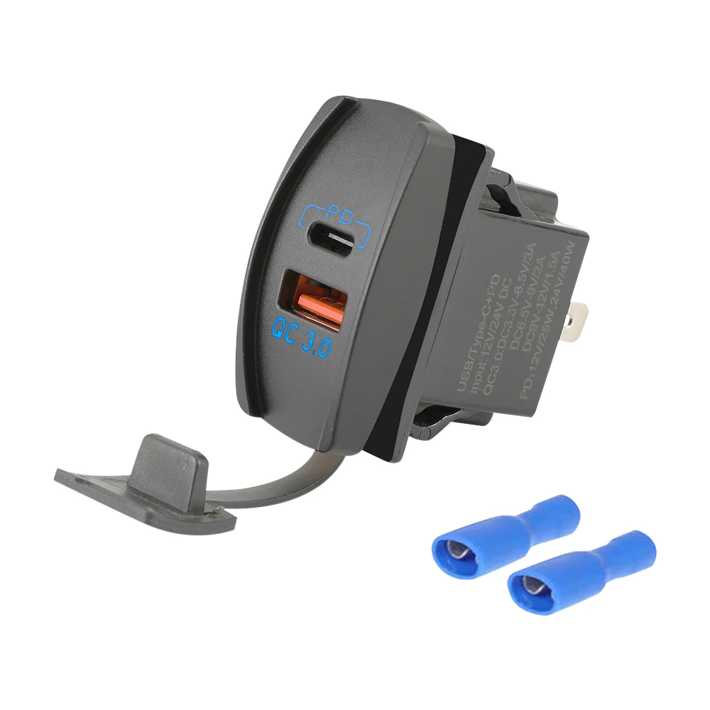 

Universal USB QC3.0+PD 12V-24V Car Charger New 2 Port Mini Auto Charger Adapter For Car Motorcycle Waterproof For Phone Supplies