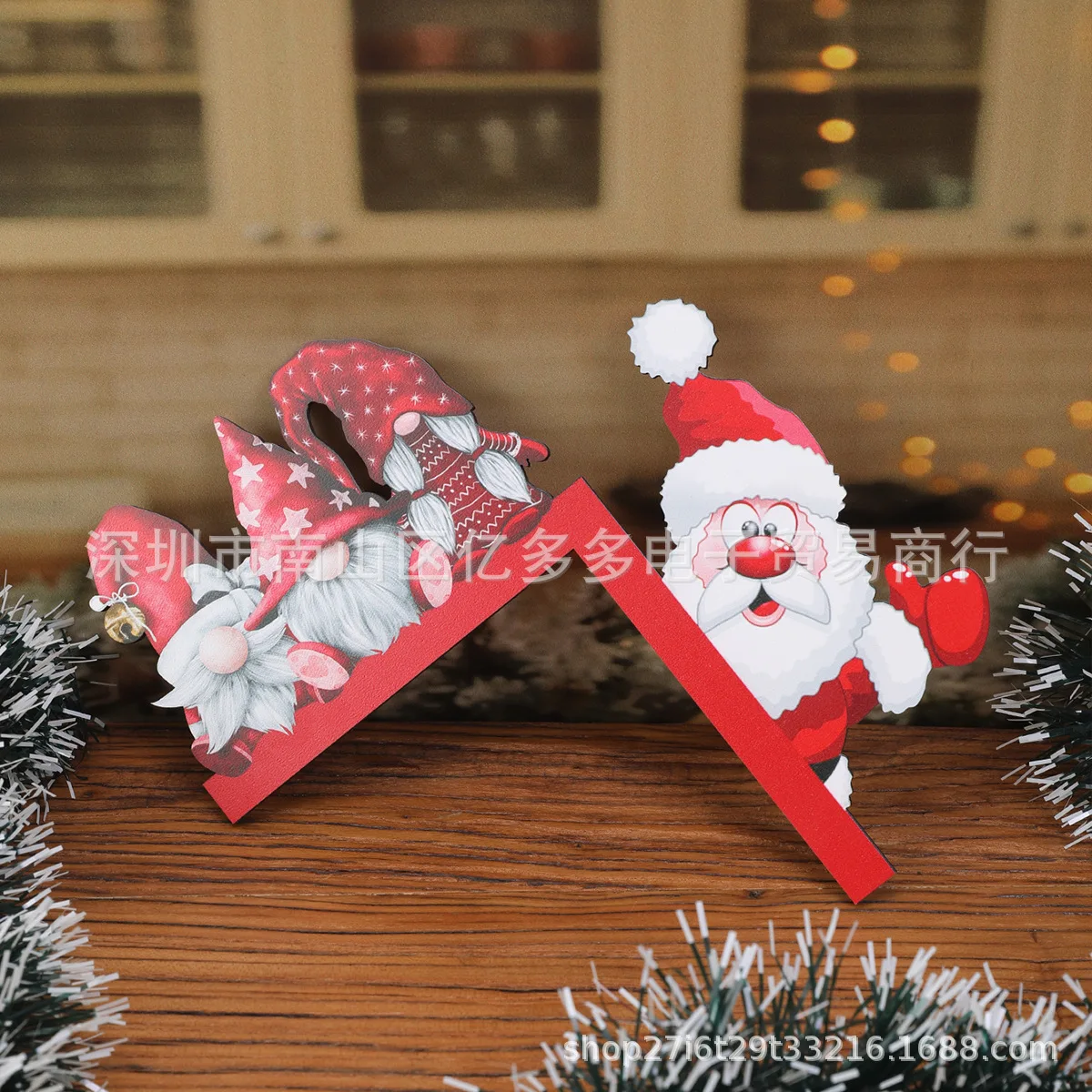 Christmas Door Frame Decorations Wooden Decorations Santa Claus Christmas Elk Wood Crafts Christmas Decorations Navidad Pendant - Image 5