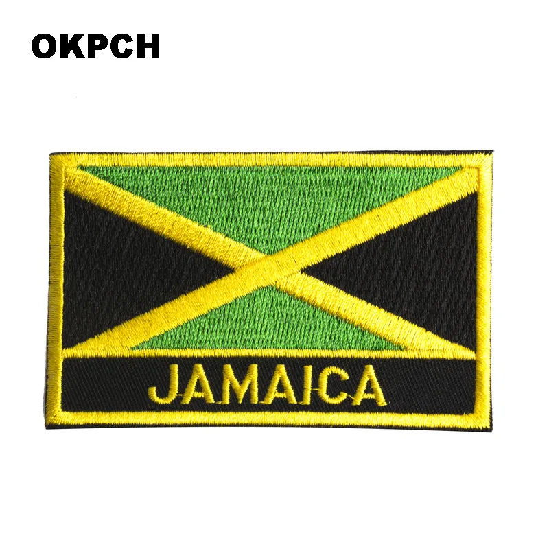 Jamaica Flag Embroidery Patches Iron on Saw on Transfer patches Sewing Applications for Clothes in Home&Garden