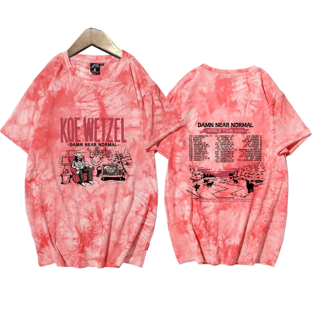 Koe Wetzel Damn Near Normal Tour 2024 Tie Dye Shirts Music Fans Gift Shirt Summer Harajuku Tee Tops Women and Man Oversized