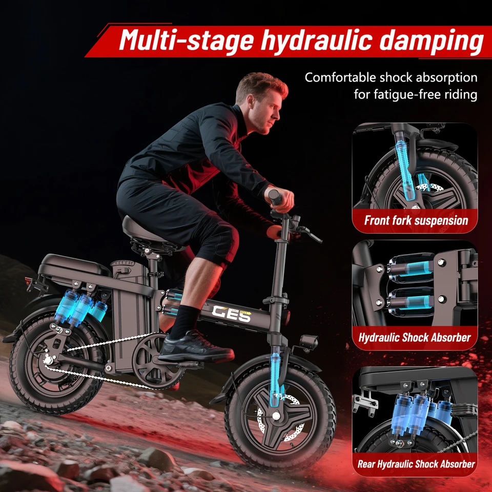 UPlee GE5 Adults Electric Bike 500W Peak Motor 48V 15AH Removable Battery Electric Bicycle 14 Inch Folding Urban Leisure E Bike image 6