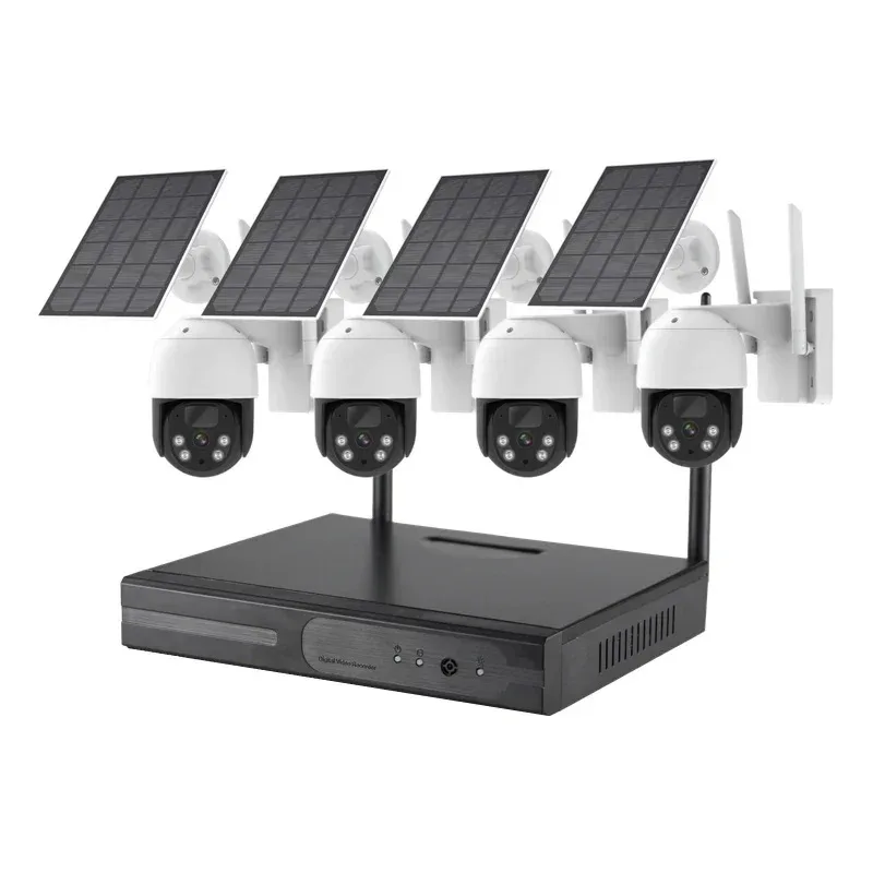 4MP 10채널 PIR 양방향 오디오 태양광 WiFi 보안 감시 IP 카메라 시스템(배터리 포함)